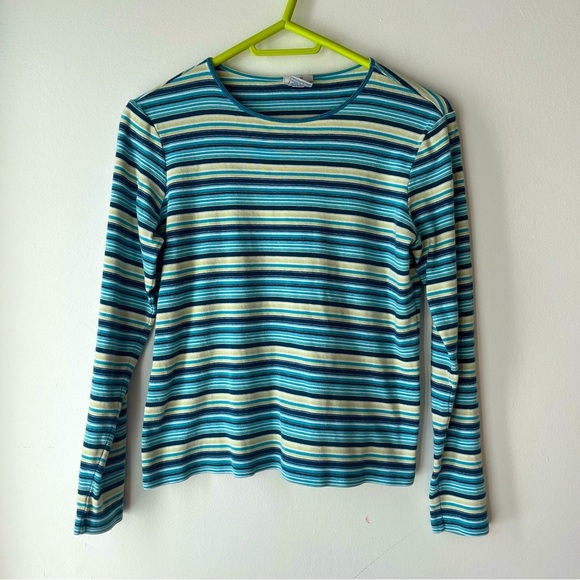 Vintage Old Navy long sleeve stripes casual shirt 100% cotton women’s small boxy - Picture 1 of 10